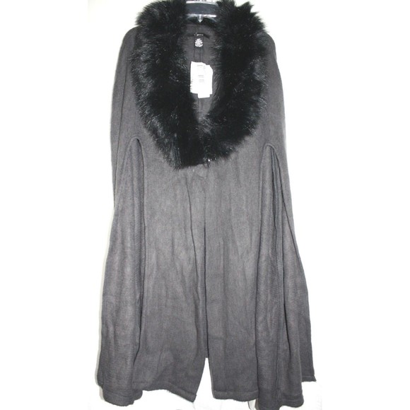Cejon Miss Scarlet Poncho/Cardigan/Cape /One Size Fits Most Black/Gray - Picture 3 of 4